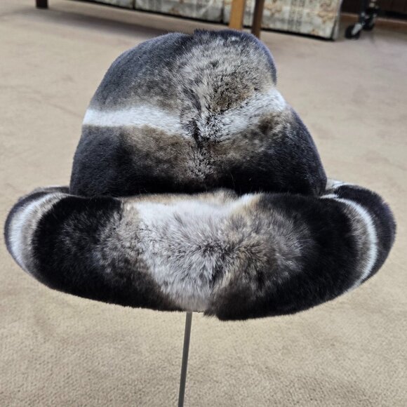 Brown Chinchilla Rex Fur Brim Hat - Picture 4 of 4